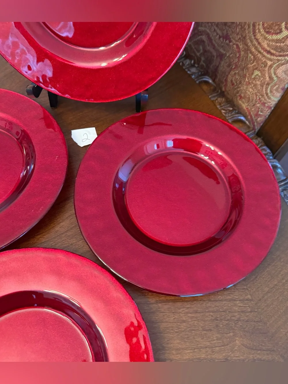 Set of 4 Vintage Pier 1 Imports Ruby Red 8.25” Glass Salad / Dessert Plates - #2